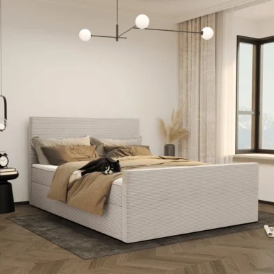 Kaiser Möbel Boxspringbett VIESTA in Beige, Liegefläche 120x200 cm – mit Bettkasten, Bonellfederkern